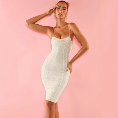 Damen Kleid Figurbetont Glitzernd Spaghettiträger