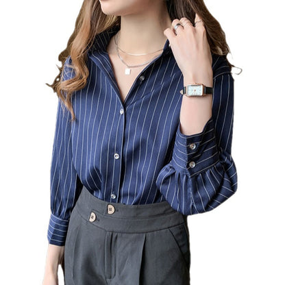 Damen Bluse Streifenmuster Modern Knöpfe Norvielle