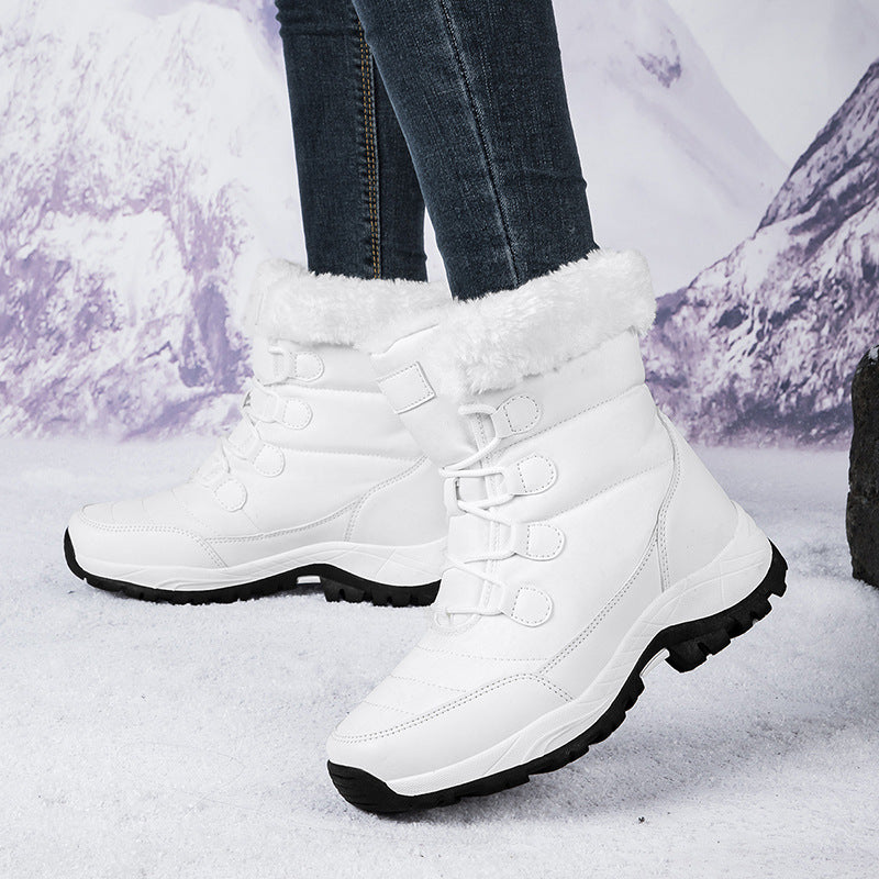 Damen Stiefel Wadenhoch Gesteppt Kunstpelz gefüttert Schnürung