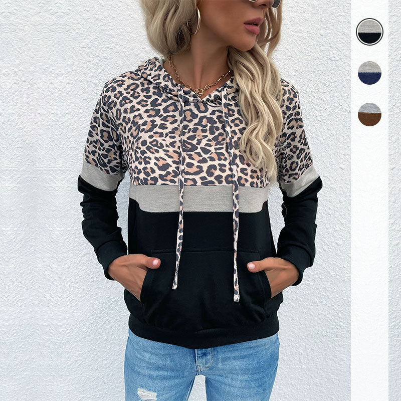Damen Kapuzenpullover Sportlich Tiermuster Kontrastfarben Norvielle - Norvielle