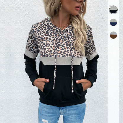 Damen Kapuzenpullover Sportlich Tiermuster Kontrastfarben Norvielle - Norvielle