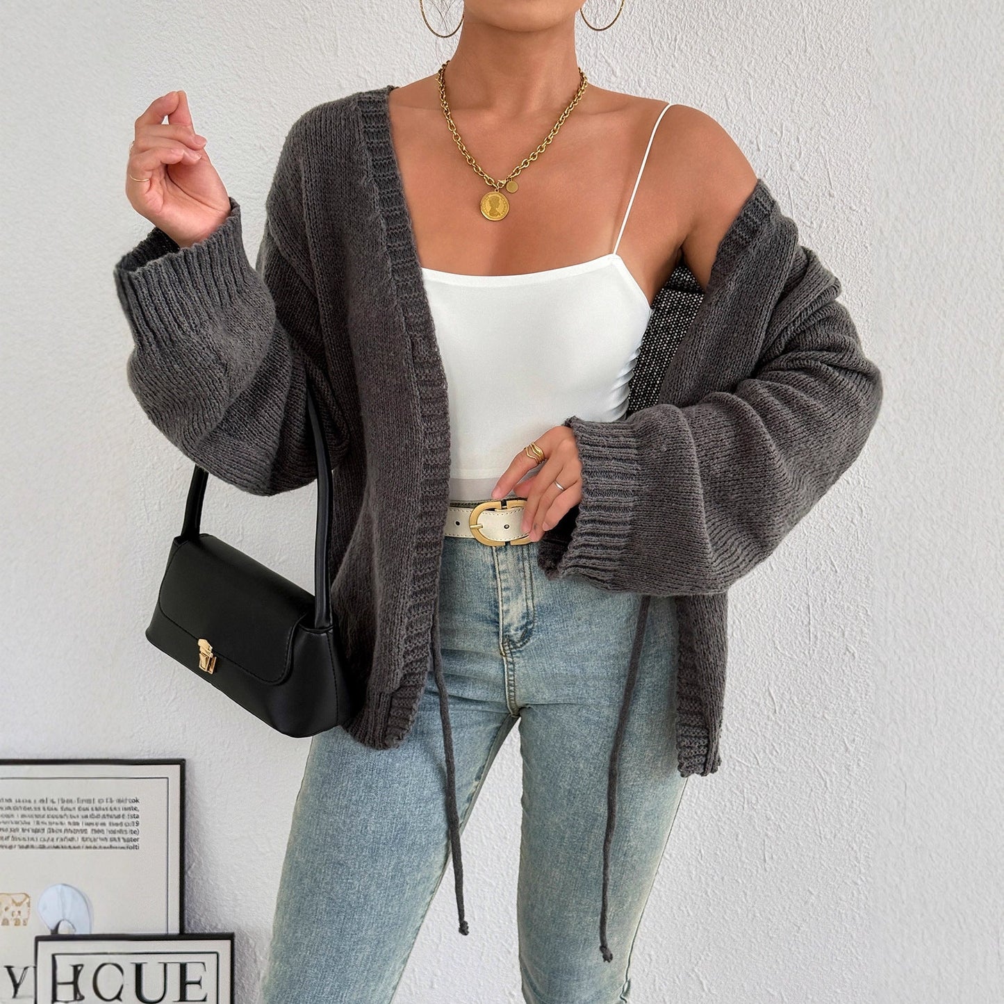 Damen Strickjacke mit Bindegürtel Norvielle