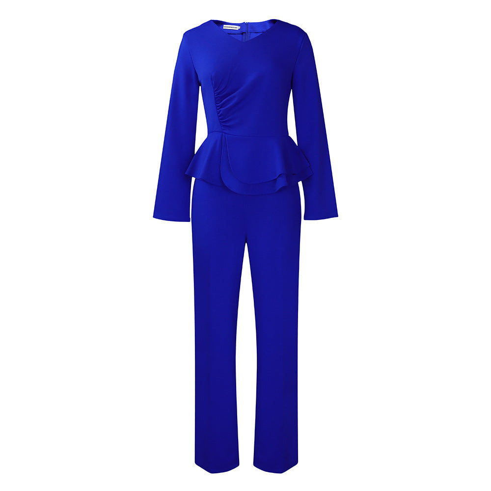Damen Jumpsuit Peplum Langärmlig Elegant Norvielle