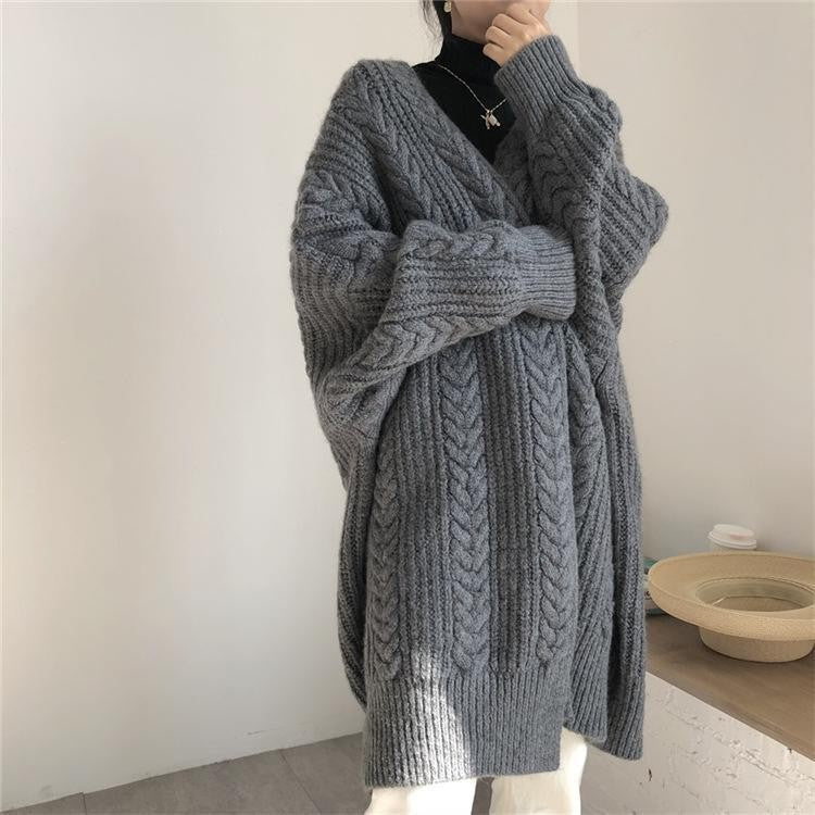 Damen Strickjacke Zopfmuster Weitschnitt Norvielle