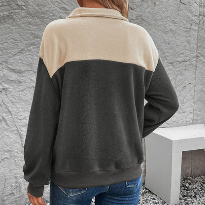 Damen Fleecepullover Knopfverschluss Taschen Norvielle