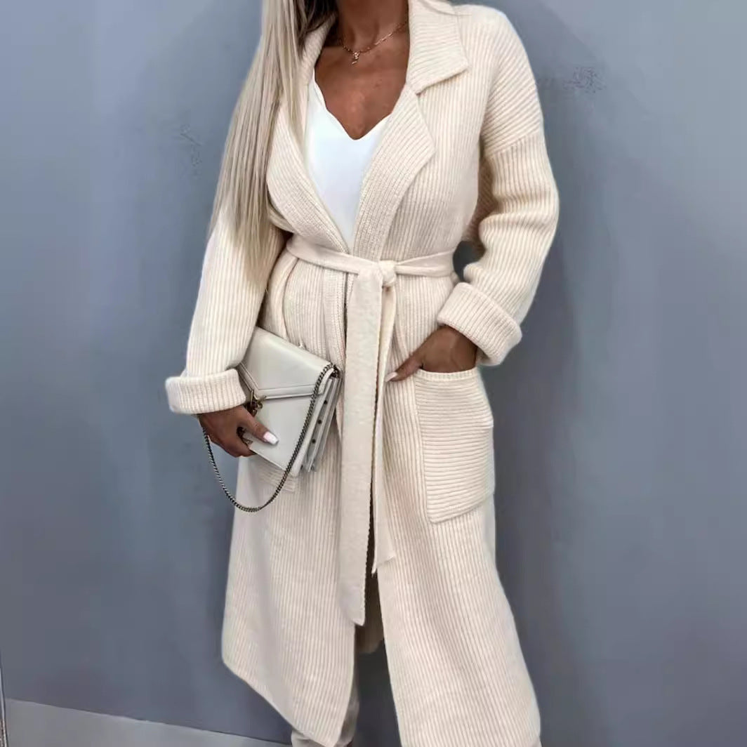 Damen Langstrickjacke Norvielle mit Taschen und Gürtel