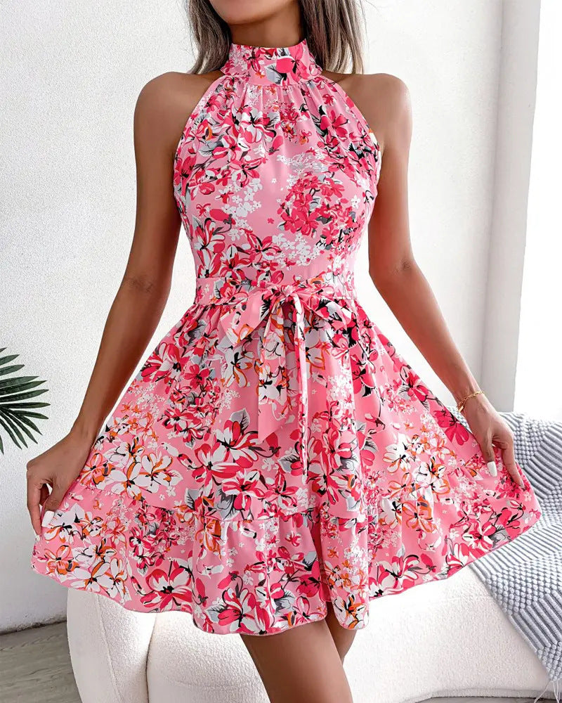 Damen Halterkleid Blumenmuster Röckchen Norvielle