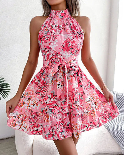 Damen Halterkleid Blumenmuster Röckchen Norvielle