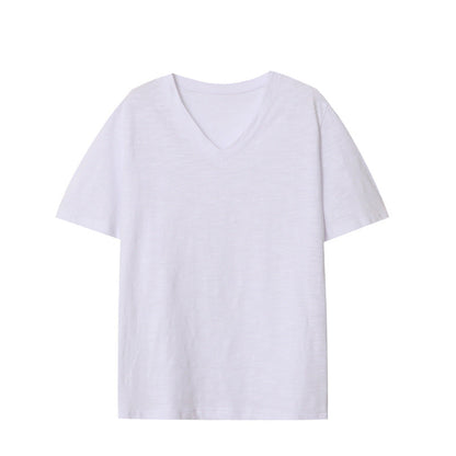 Damen T-Shirt V-Ausschnitt Weiches Material Beige
