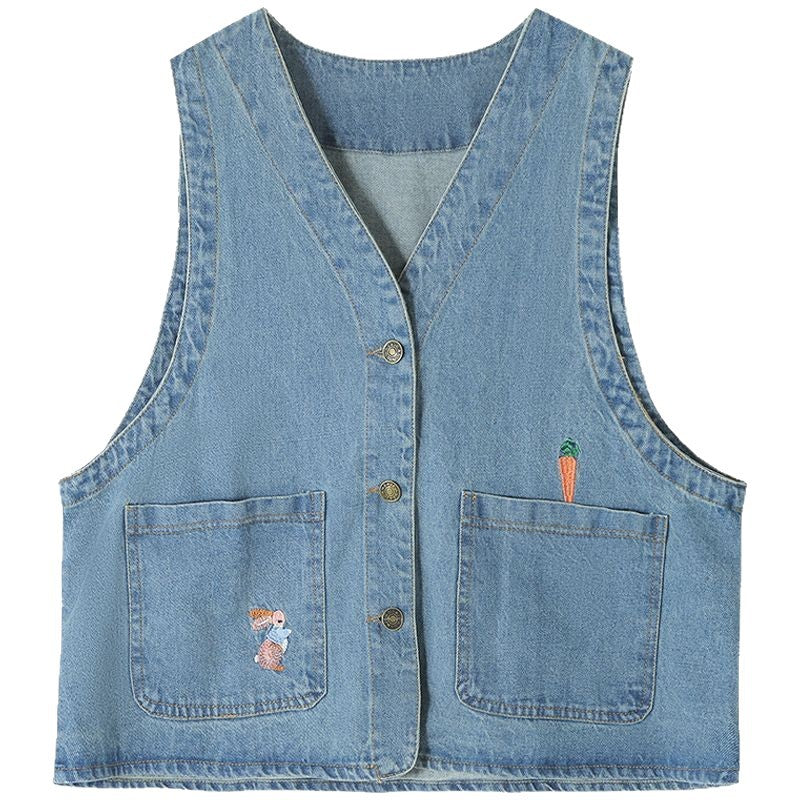 Damen Jeansweste mit Taschen und Knöpfen