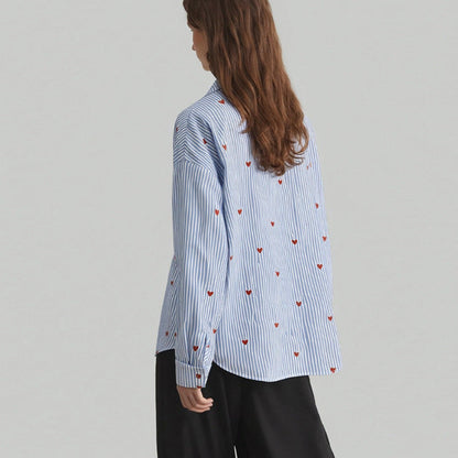 Damen Hemd Romantisches Herzdesign Bluse