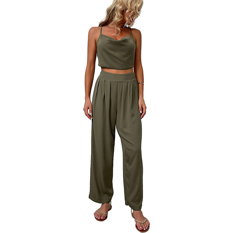 Damen Jumpsuit Weites Design Hochtaillierter Bund Norvielle