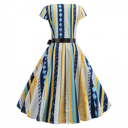 Damen A-Linien Kleid mit V-Ausschnitt und Taillengürtel Norvielle