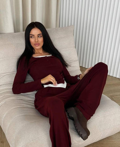 Damen Lounge-Set Klassischer Kragen Weites Design