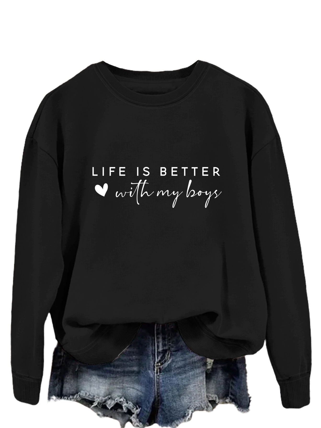 Damen Rundhals-Sweater mit Aufdruck Norvielle