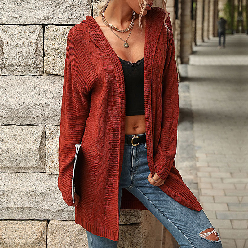 Damen Strickjacke Offene Front Strukturiert Beige - Norvielle