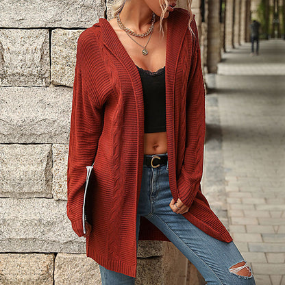 Damen Strickjacke Offene Front Strukturiert Beige - Norvielle