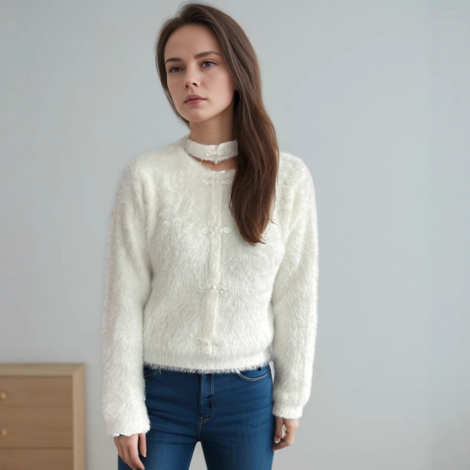 Damen Pullover Hochgeschlossen Kuschelig Norvielle