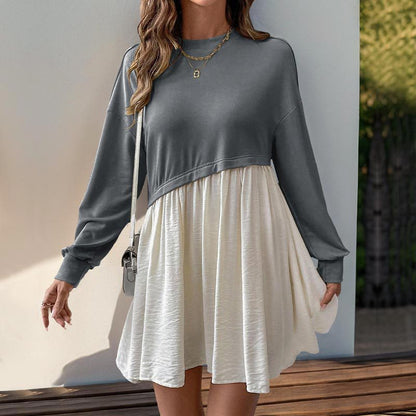 Damen Sweatkleid Farbblockdesign Lässig