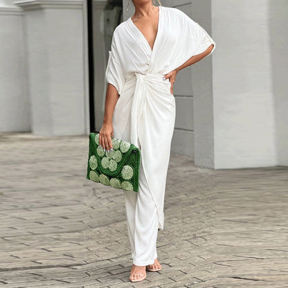 Damen Wickeljumpsuit Eleganter Schnitt Lässig