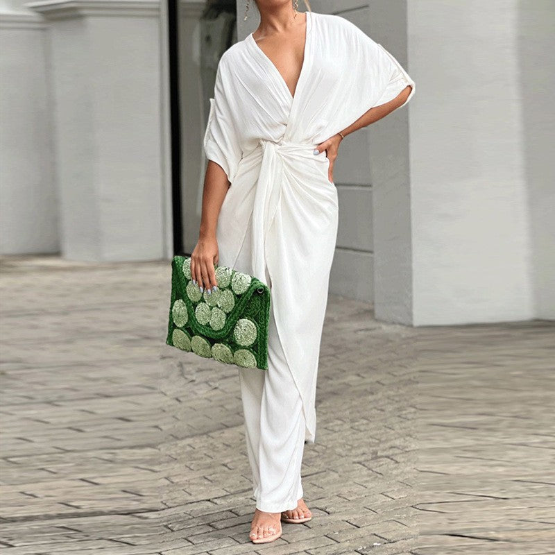Damen Wickel-Jumpsuit Lässig Tailliert Norvielle