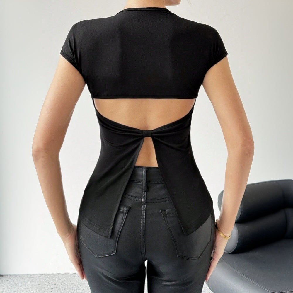 Damen Kurzarm-T-Shirt Enge Passform Figurschmeichelnd Norvielle