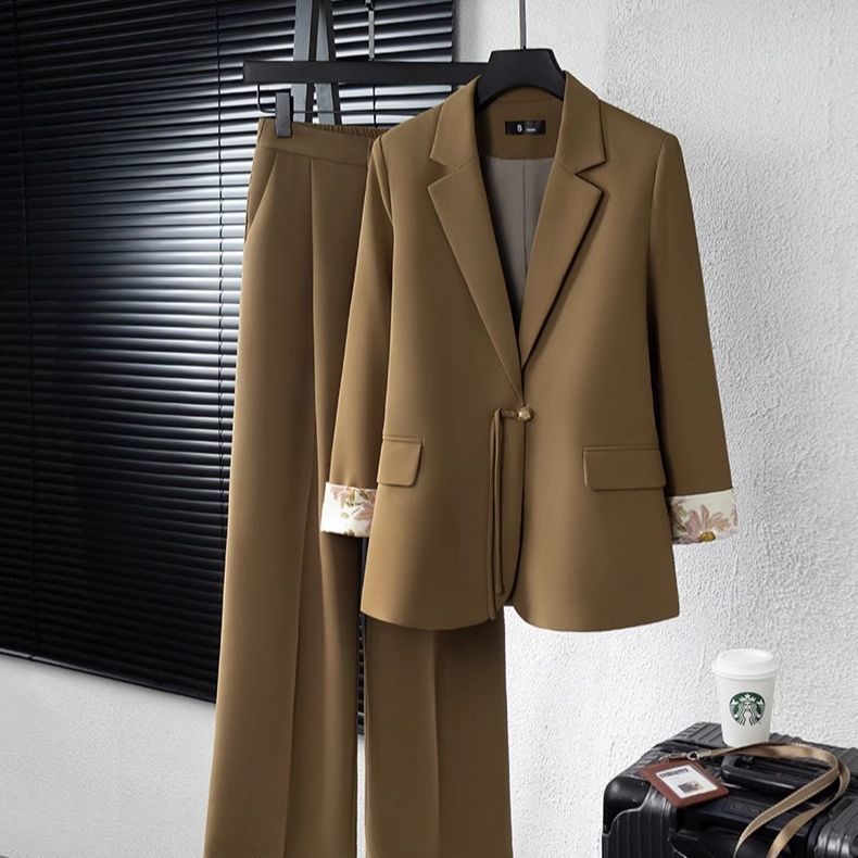Damen Blazer Ensemble Florales Innenfutter Norvielle