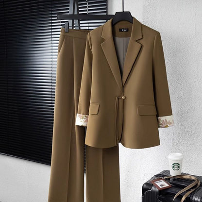 Damen Blazer Ensemble Florales Innenfutter Norvielle