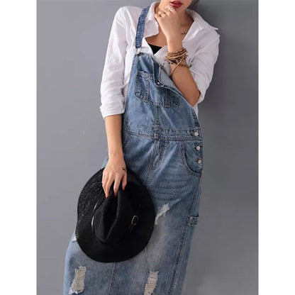 Damen Jeansrock mit Trägern - Norvielle