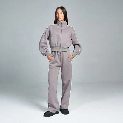 Damen Sportanzug Stehkragen Weite Hose Norvielle