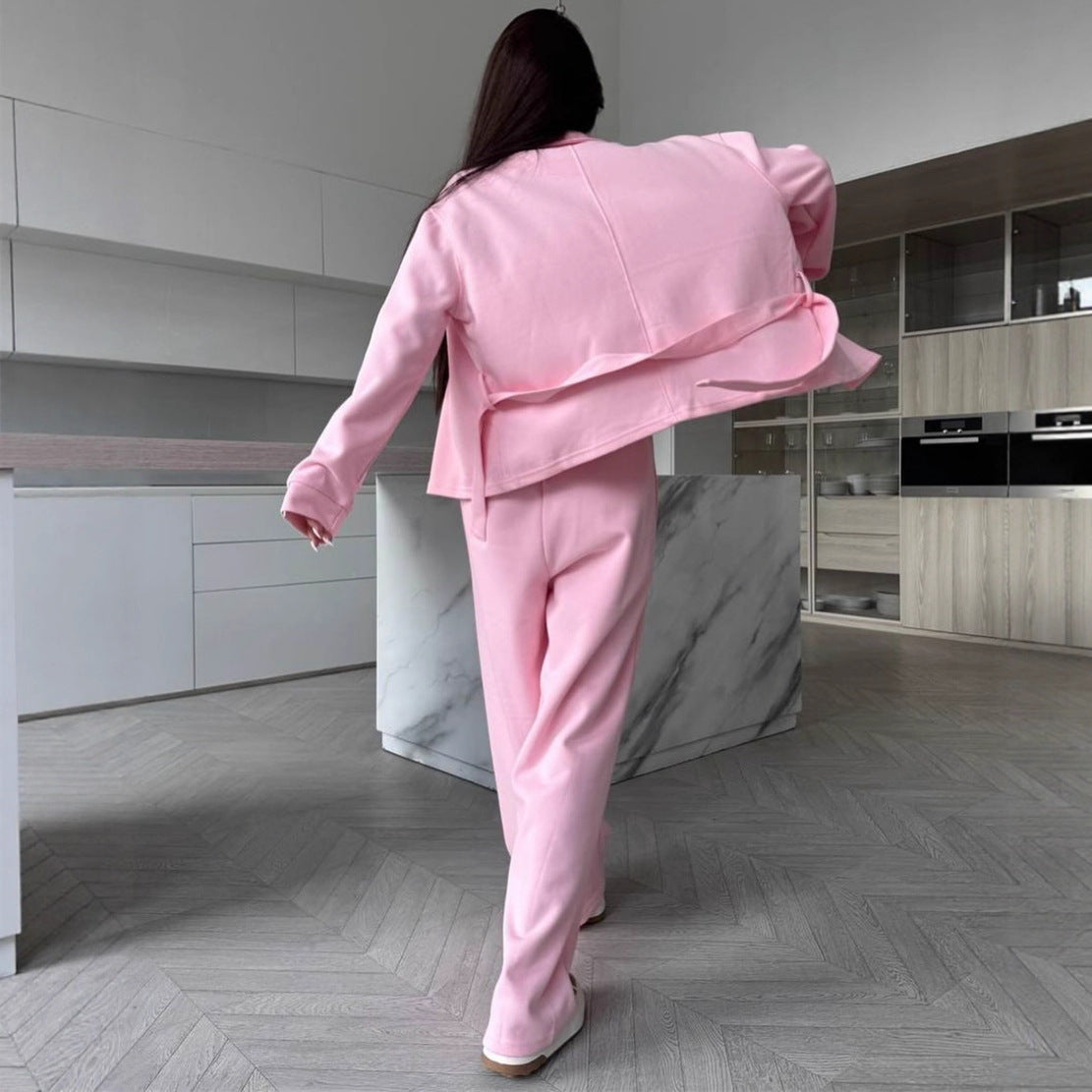 Damen Zweiteiler-Set mit Knöpfjacke und Komfort-Hose