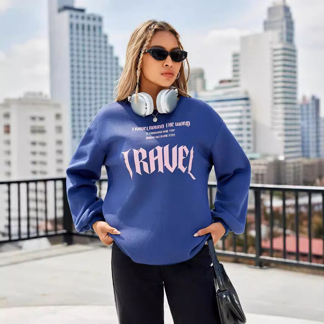 Damen Sweatshirt Lässiger Schnitt Mit Künstlerischem Schriftzug