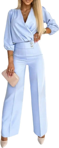 Damen Jumpsuit Wickeloberteil Hochtailliert Norvielle