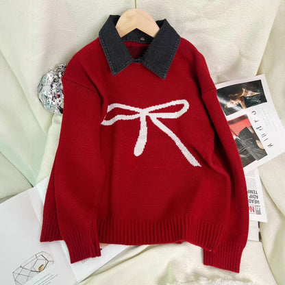 Damen Pullover Schleifenmuster Weich Norvielle