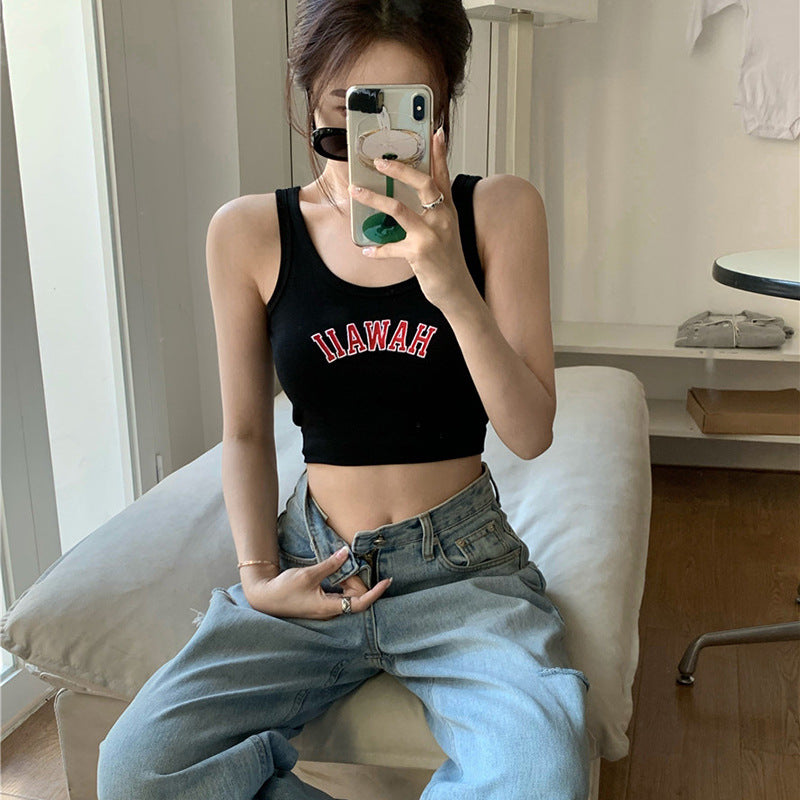 Damen Tanktop Baumwolle Bequem Weiß