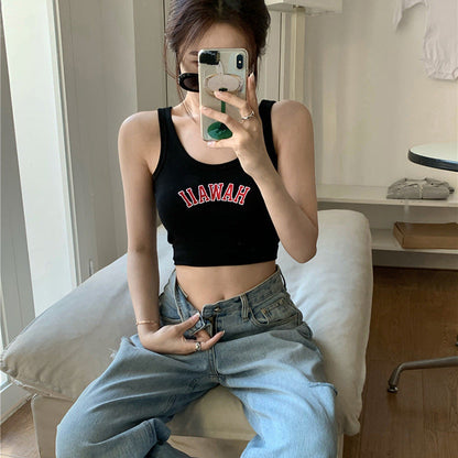 Damen Tanktop Baumwolle Bequem Weiß