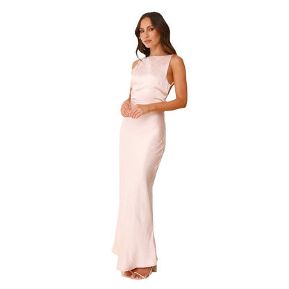 Damen Maxikleid Satin schmal Norvielle