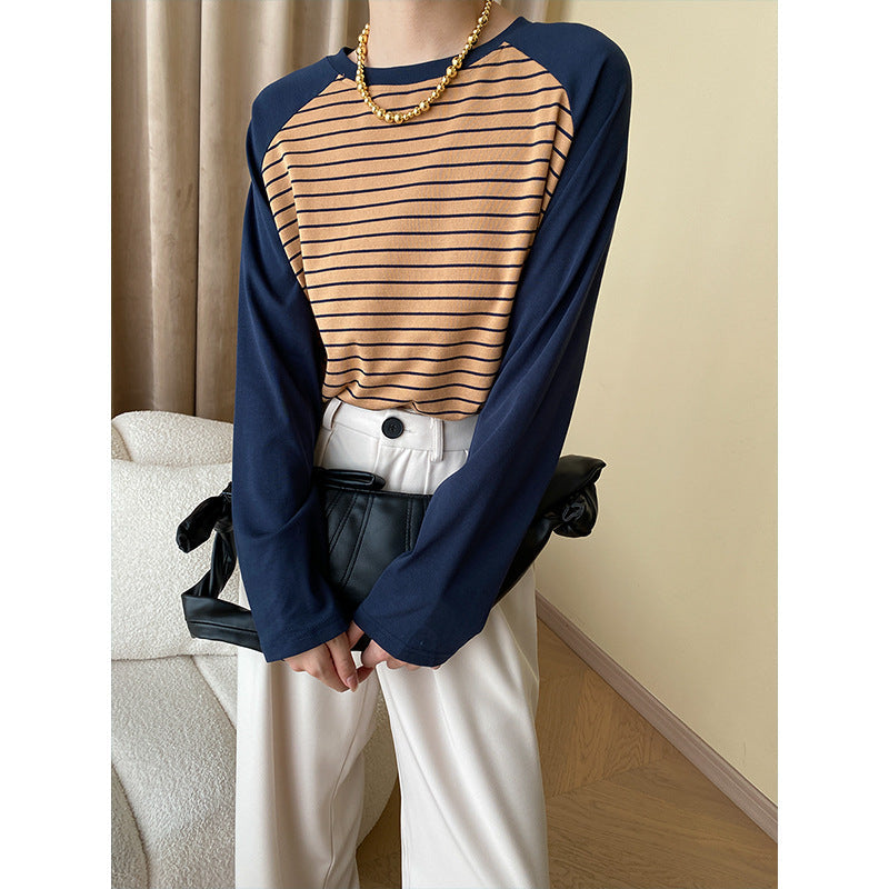Damen Langarmshirt Gestreift Raglanärmel Norvielle