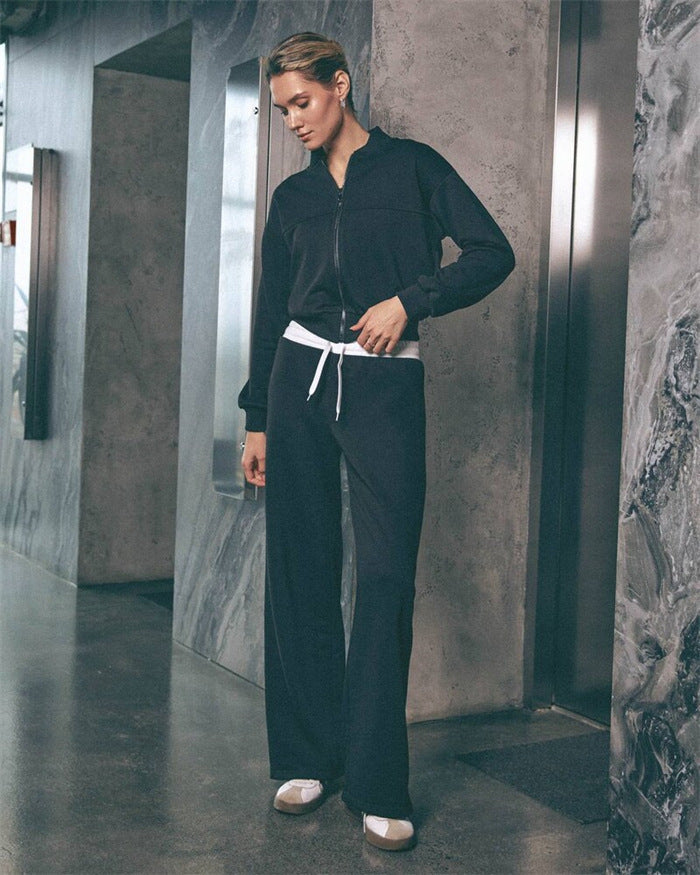Damen Freizeit-Set Weite Hosen Moderner Kragen Norvielle