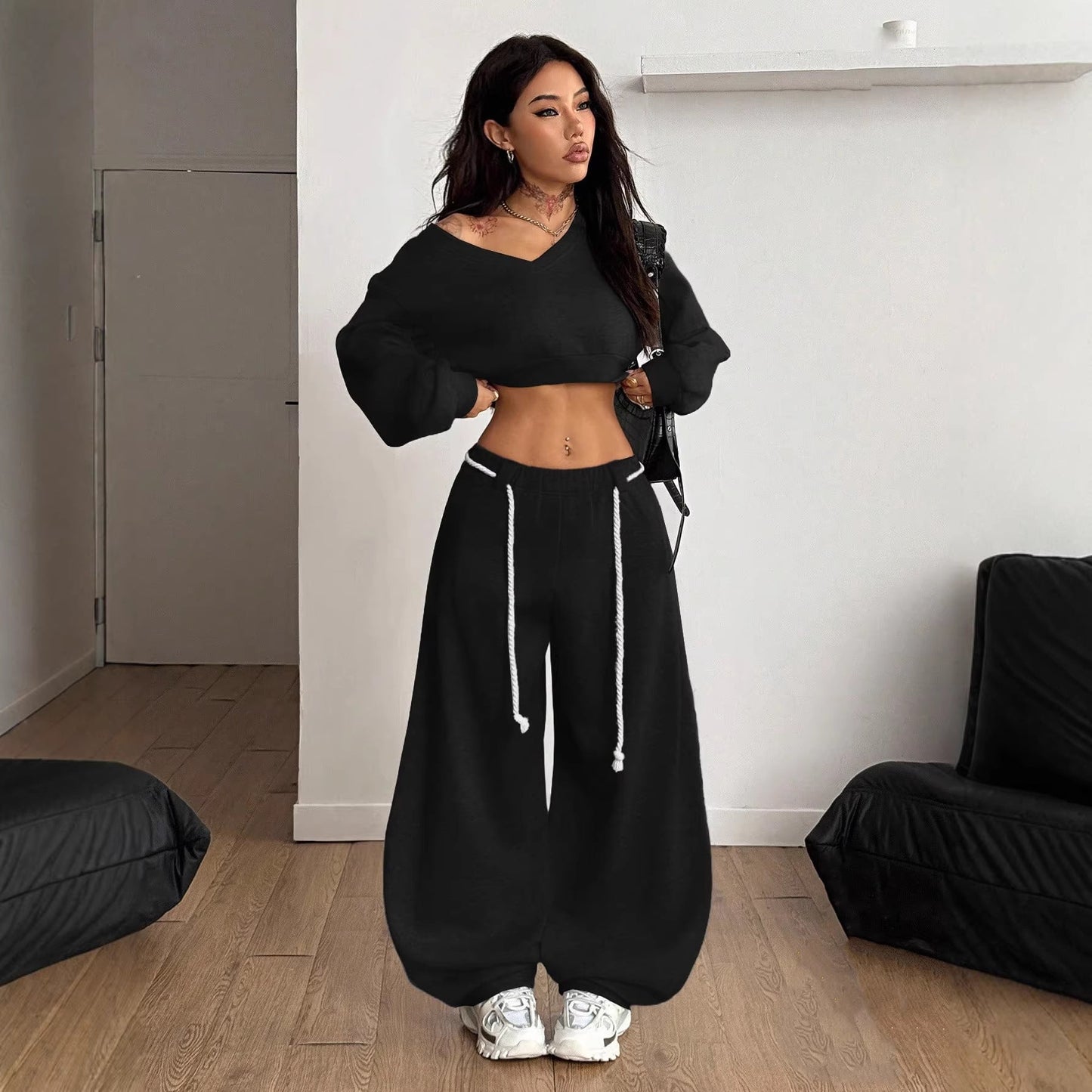 Damen Crop- und Hose Set Norvielle
