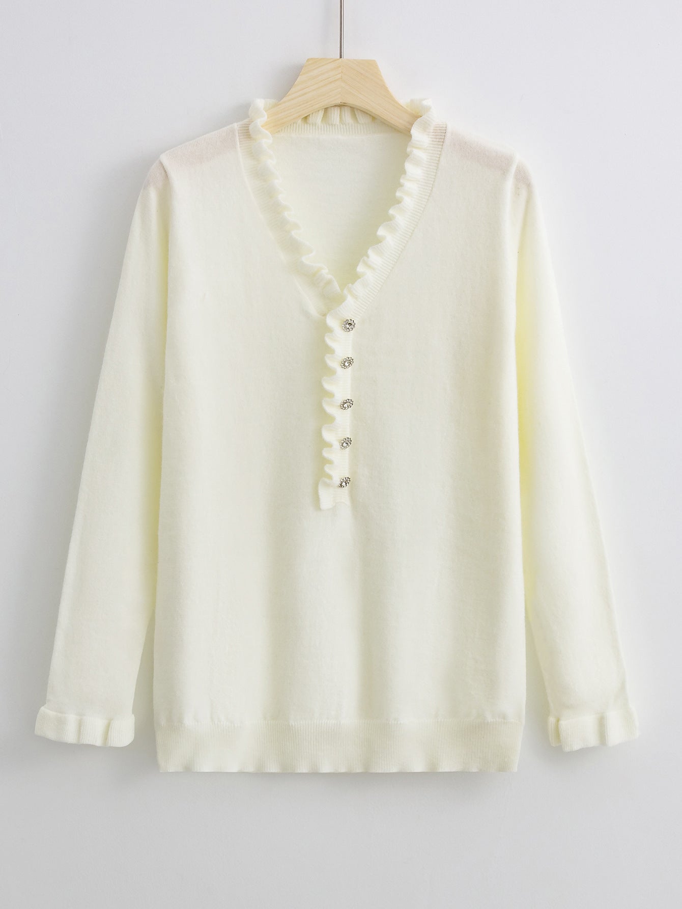 Damen Bluse Rüschendesign Knopfleiste Norvielle