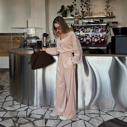 Damen Velours-Jumpsuit Elegantes Design