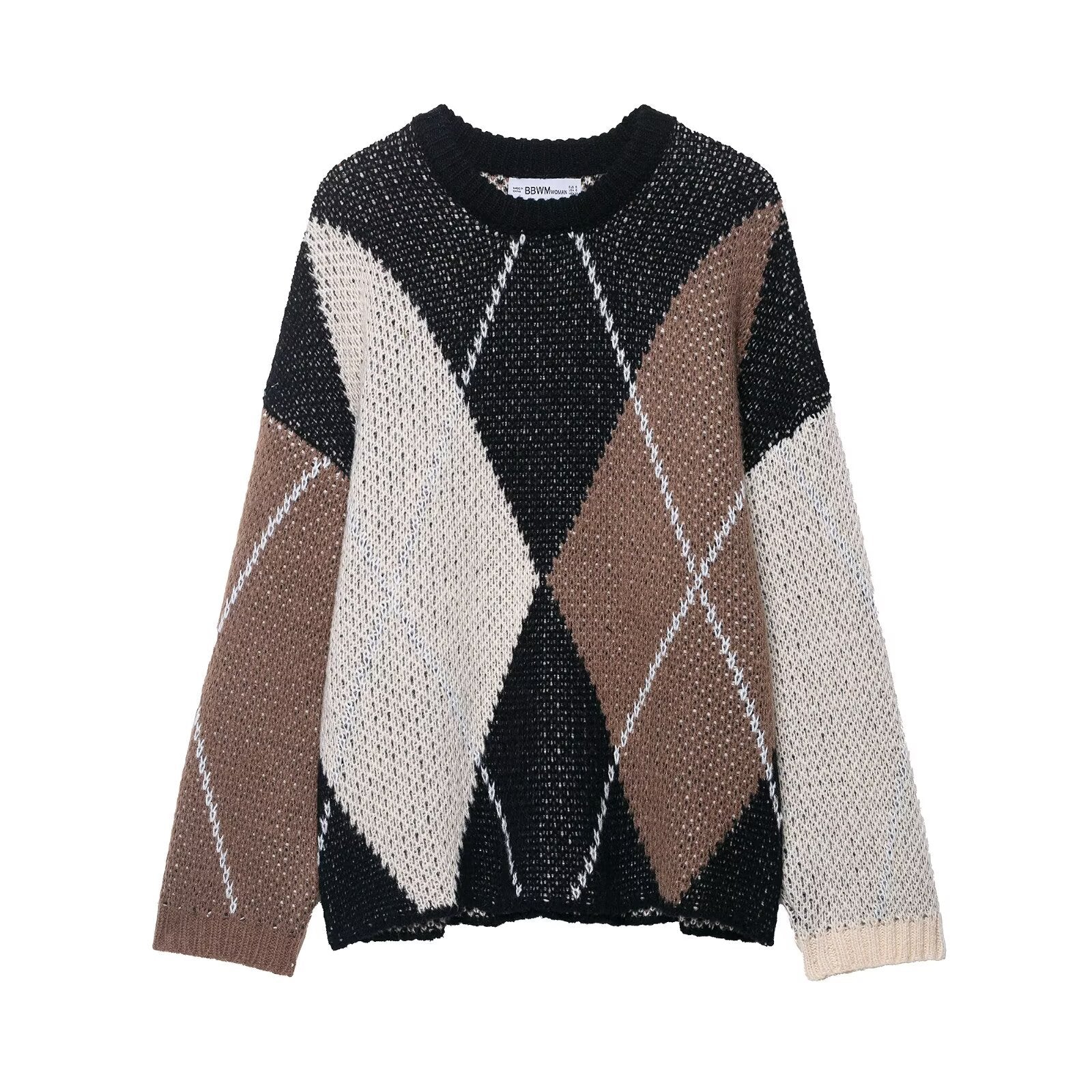 Damen Strickpullover Rautenmuster - Norvielle