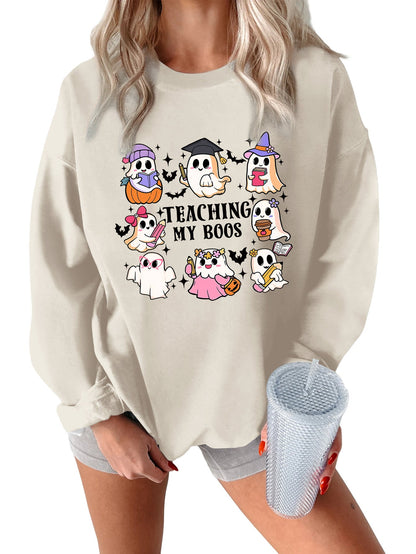 Damen Sweatshirt Halloween-Motiv Lässiger Schnitt Grün