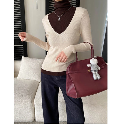 Damen Pullover V-Ausschnitt Feinripp Norvielle