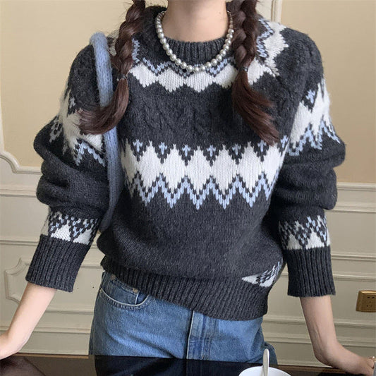 Damen Strickpullover Grafisches Muster Norvielle - Norvielle
