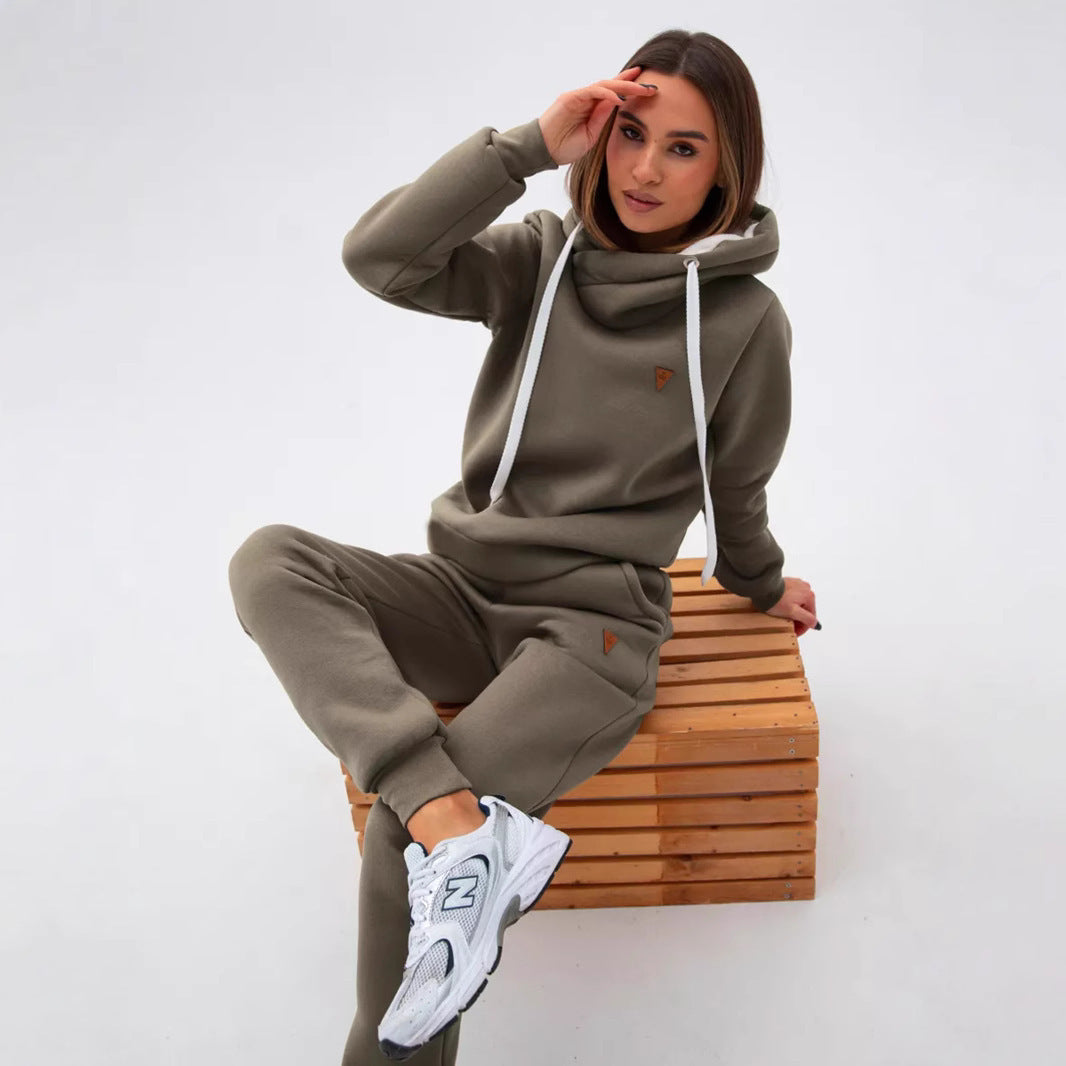 Damen Hoodie Voluminos Norvielle Jogginghose Set Schwarz - Norvielle