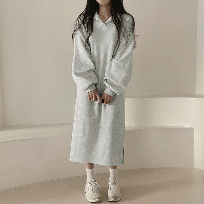 Damen Hoodie-Kleid Lässig Puffärmel