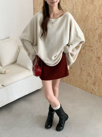 Damen Oversized Strickpullover Lässiger Schnitt Große Ärmel Norvielle