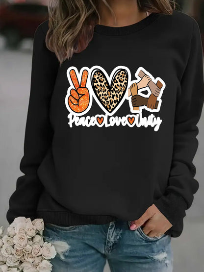 Damen Sweatshirt Peace Love Unity Motiv Norvielle